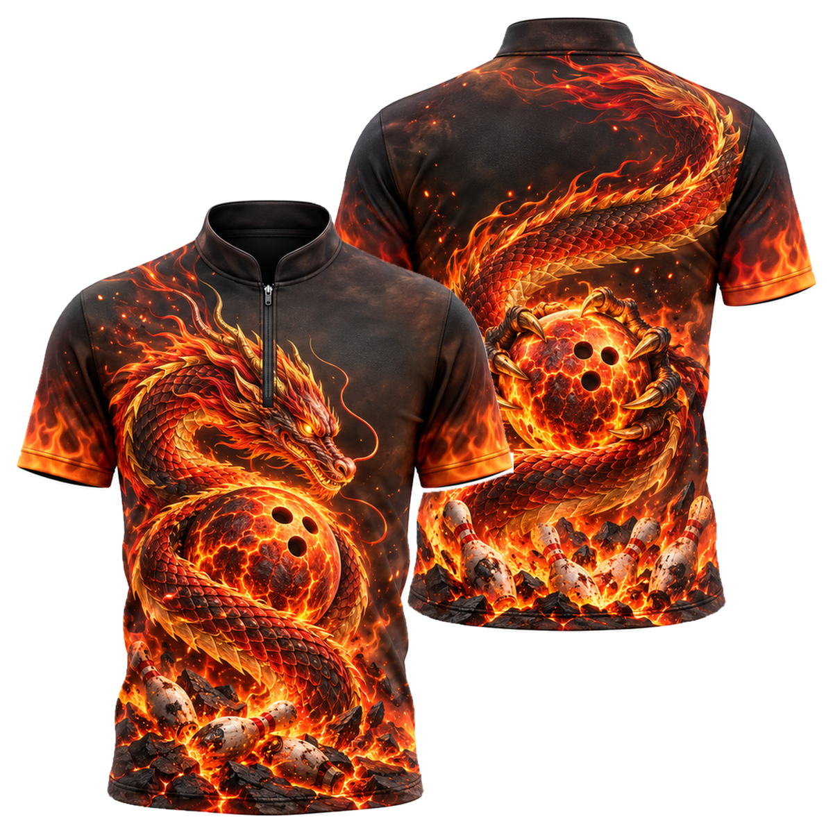 Magma Serpent Strike Bowling Jersey in Orange & Black
