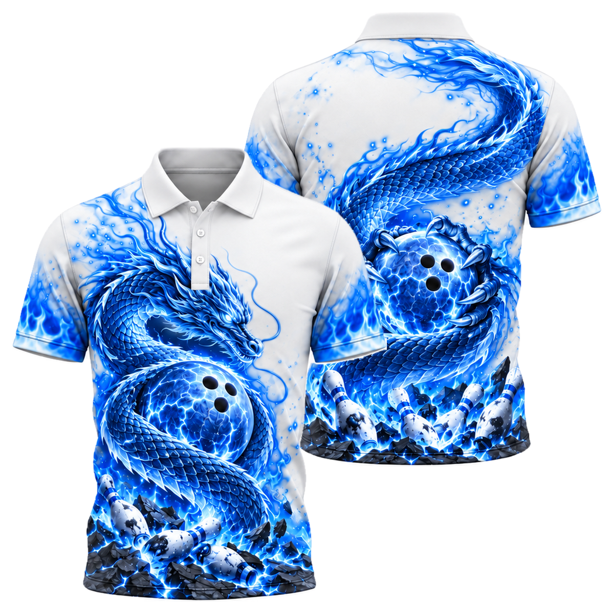 Magma Serpent Strike Unisex Polo in Royal & White