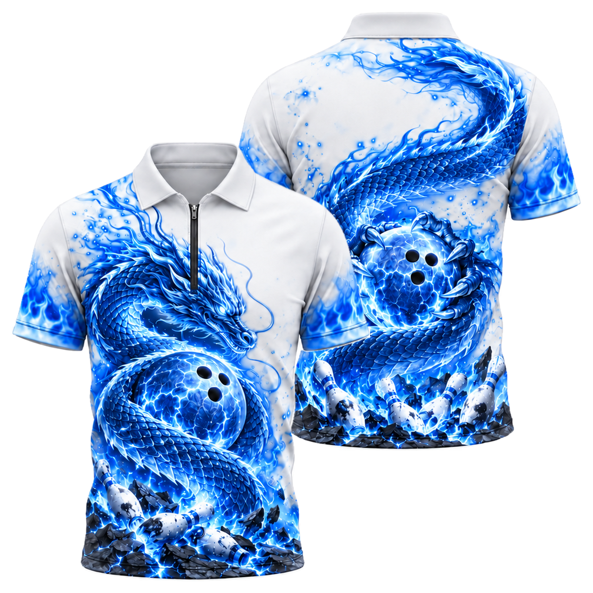Magma Serpent Strike Quarter-Zip Polo in Royal & White