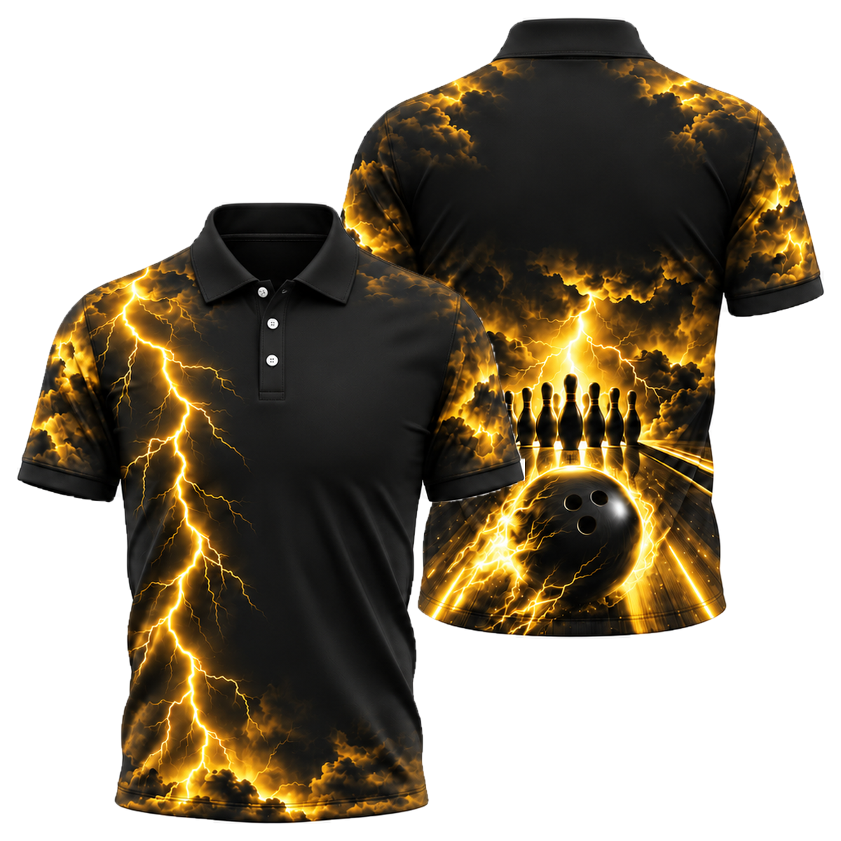 Midnight Storm Lane Unisex Polo in Black & Gold