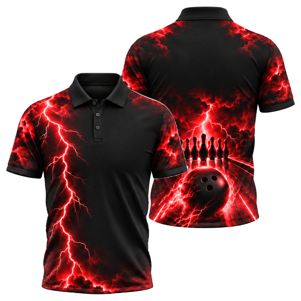 Midnight Storm Lane Unisex Polo in Black & Red