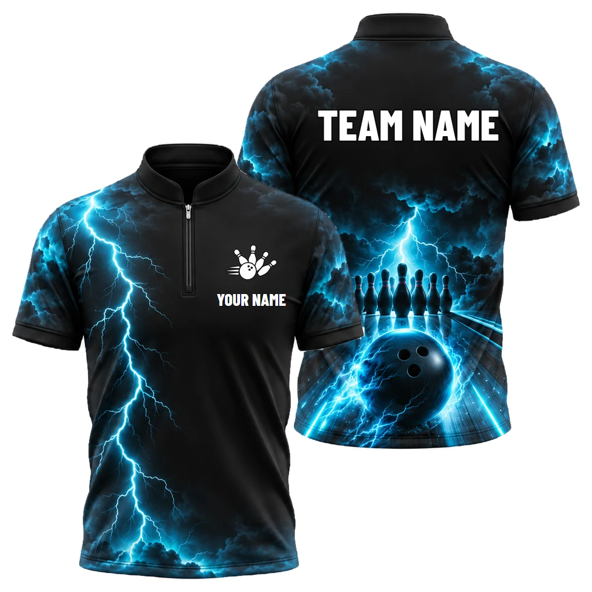Midnight Storm Lane custom bowling shirt personalized with name and team name