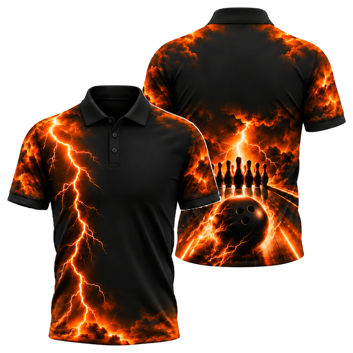 Midnight Storm Lane Unisex Polo in Orange & Black