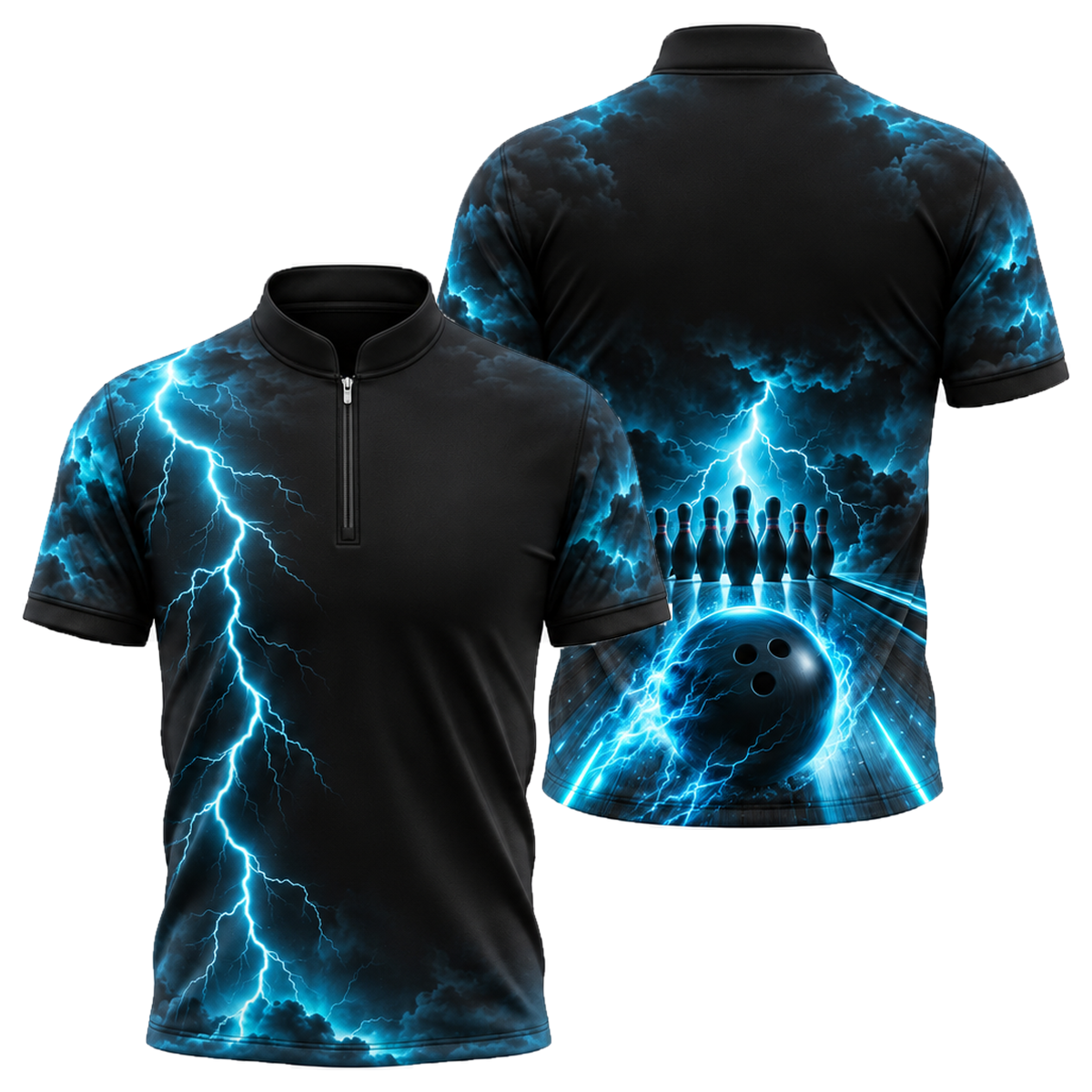 Midnight Storm Lane Bowling Jersey in Royal & White