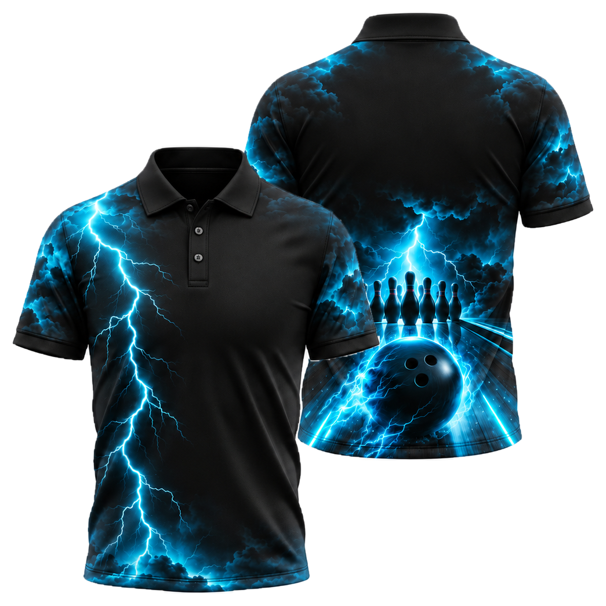 Midnight Storm Lane Unisex Polo in Royal & White