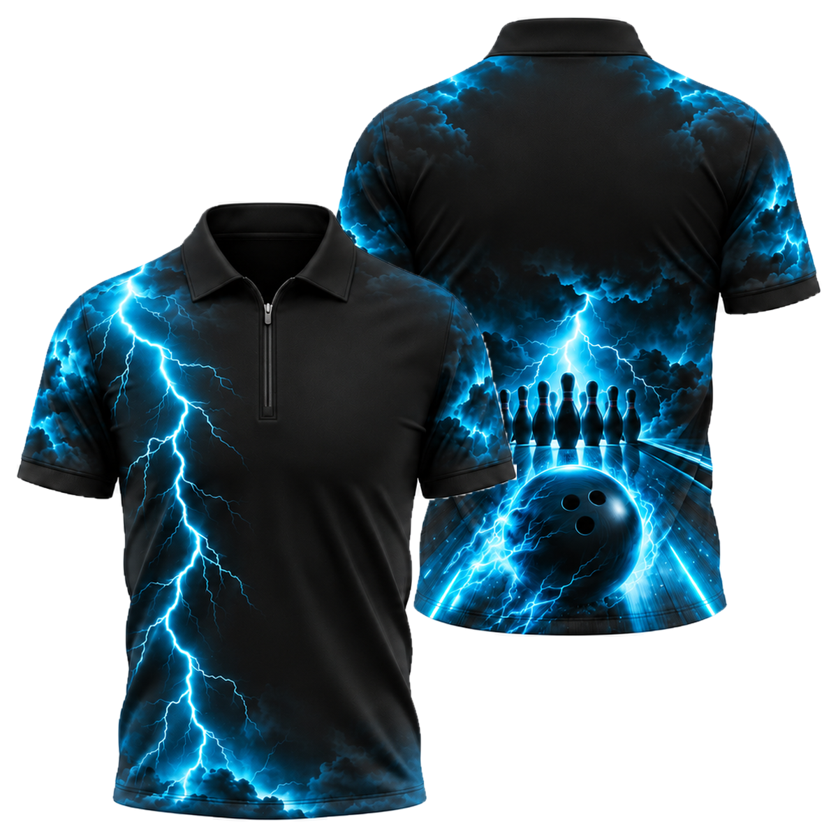 Midnight Storm Lane Quarter-Zip Polo in Royal & White