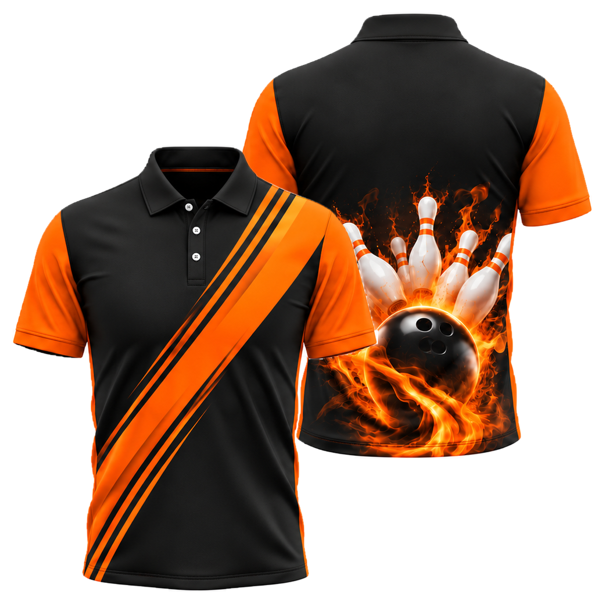 Royal Sash Strike Unisex Polo in Orange & Black
