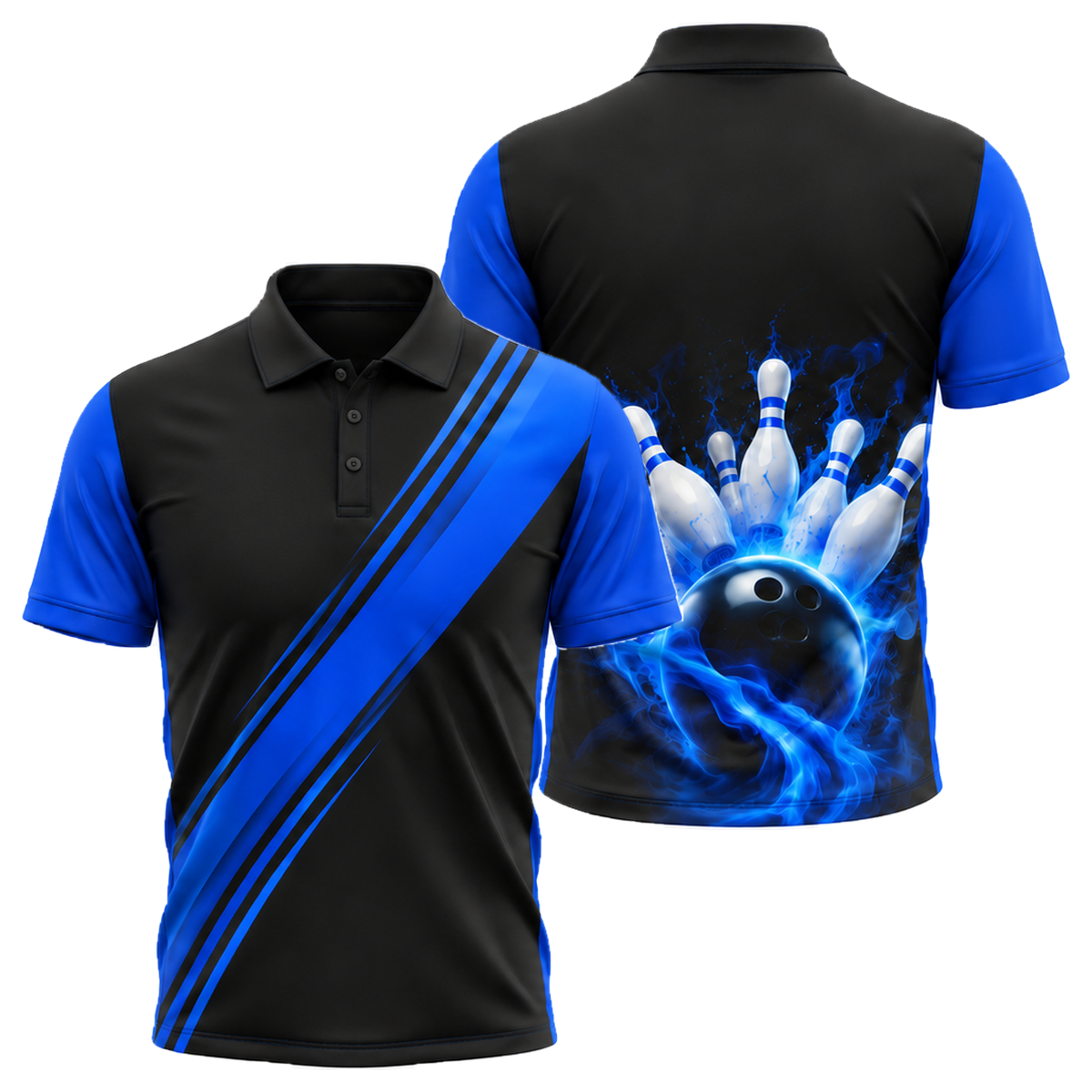 Royal Sash Strike Unisex Polo in Royal & White