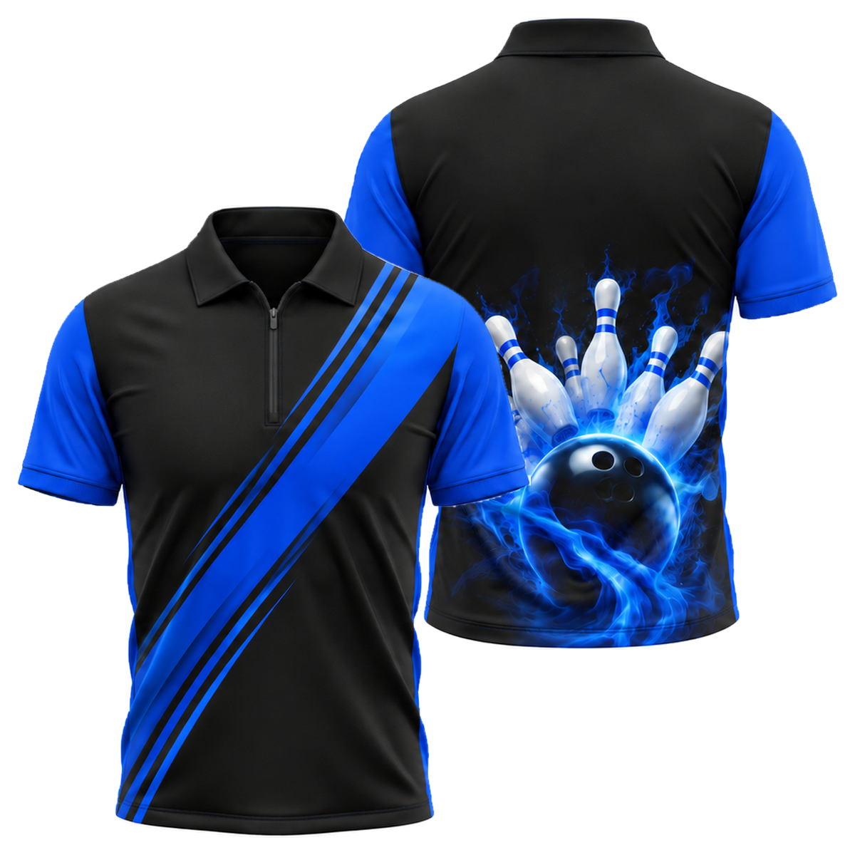 Royal Sash Strike Quarter-Zip Polo in Royal & White