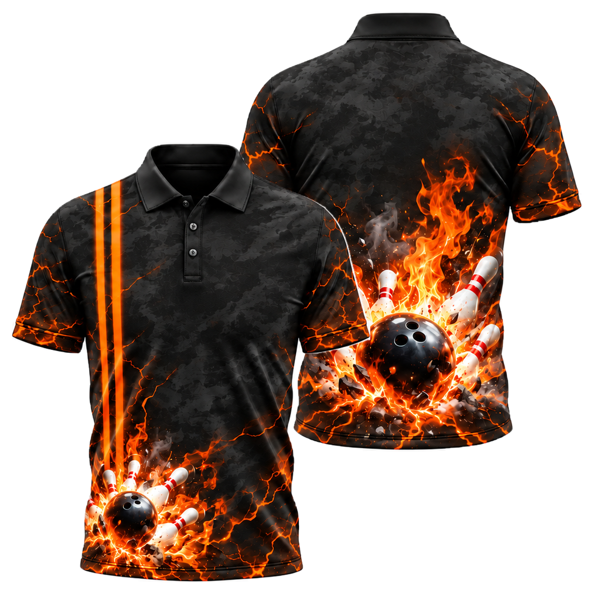 Lava Crack Strike Unisex Polo in Orange & Black