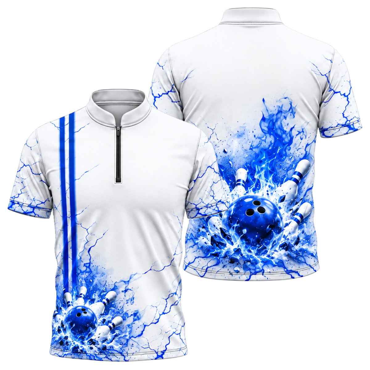 Lava Crack Strike Bowling Jersey in Royal & White