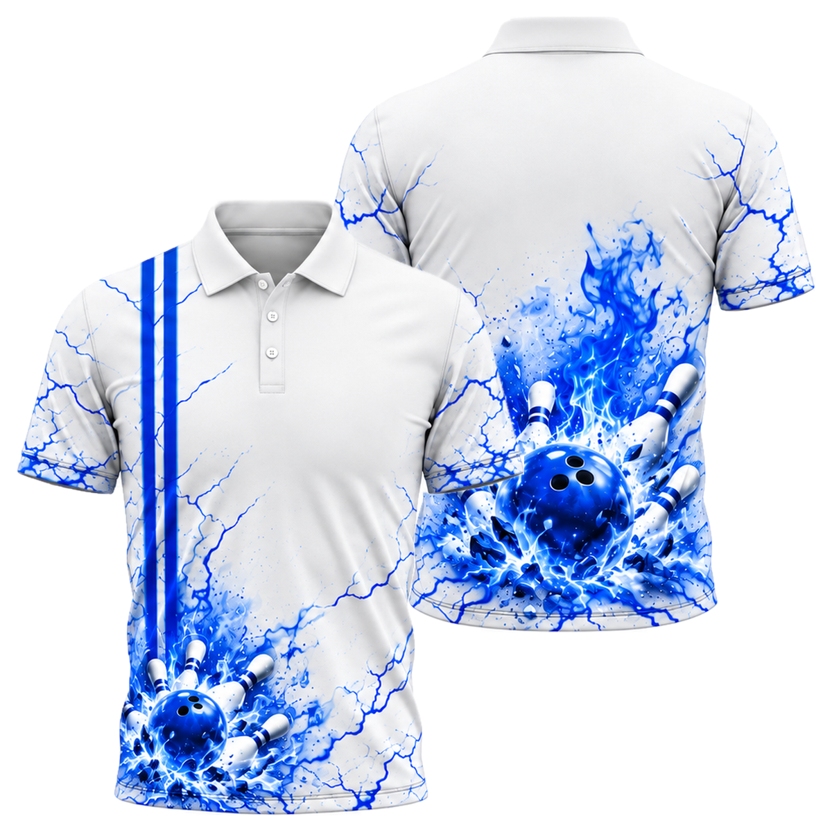 Lava Crack Strike Unisex Polo in Royal & White