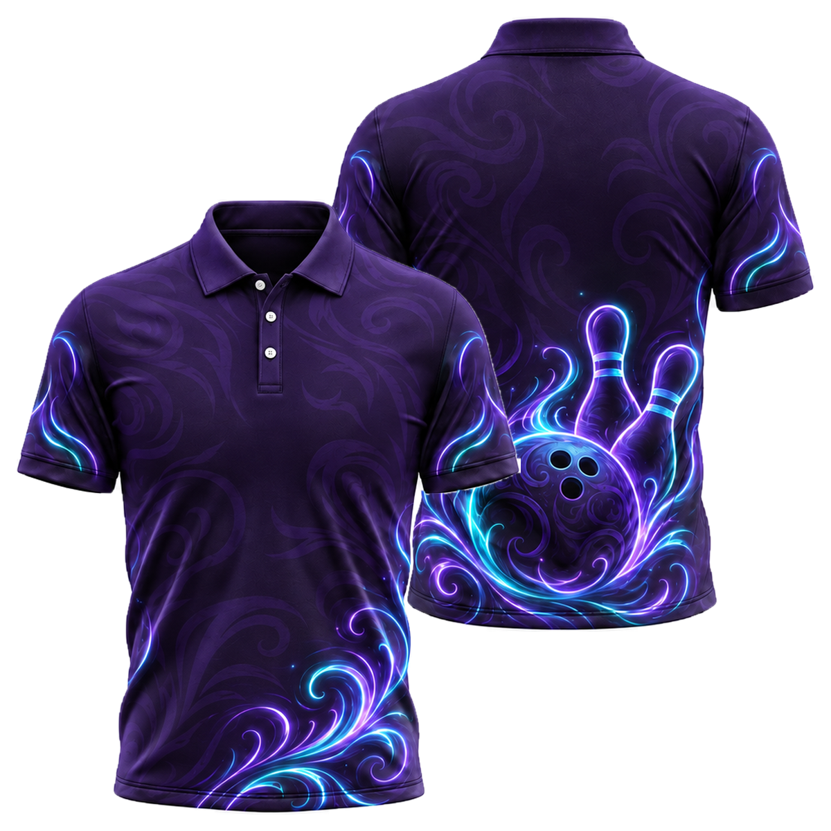 Neon Tribal Strike Unisex Polo in Purple & Black