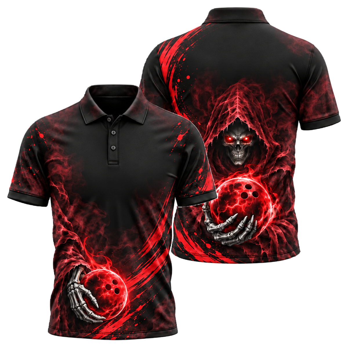 Reaper's Roll Unisex Polo in Black & Red