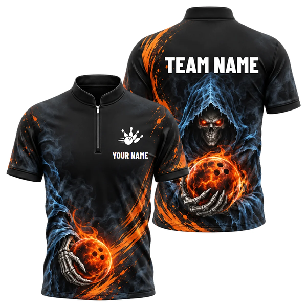 Reaper's Roll custom bowling shirt personalized with name and team name