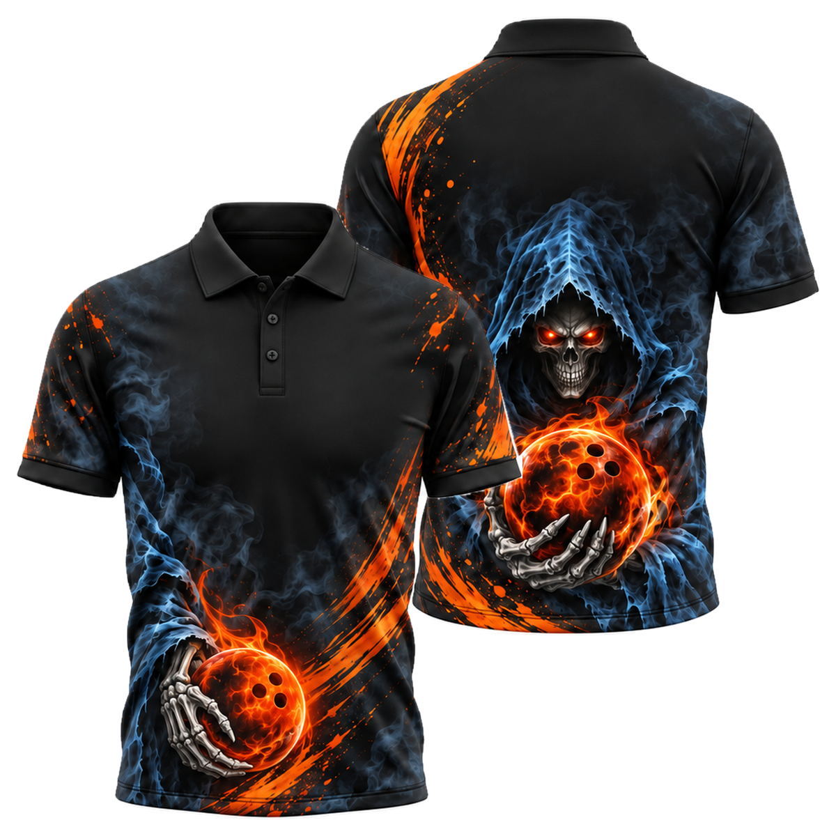 Reaper's Roll Unisex Polo in Orange & Black