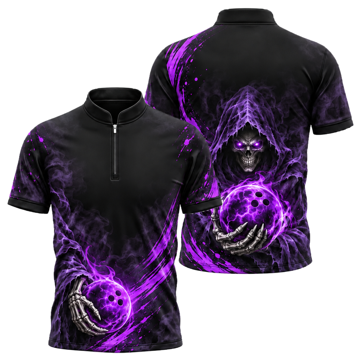 Reaper's Roll Bowling Jersey in Purple & Black