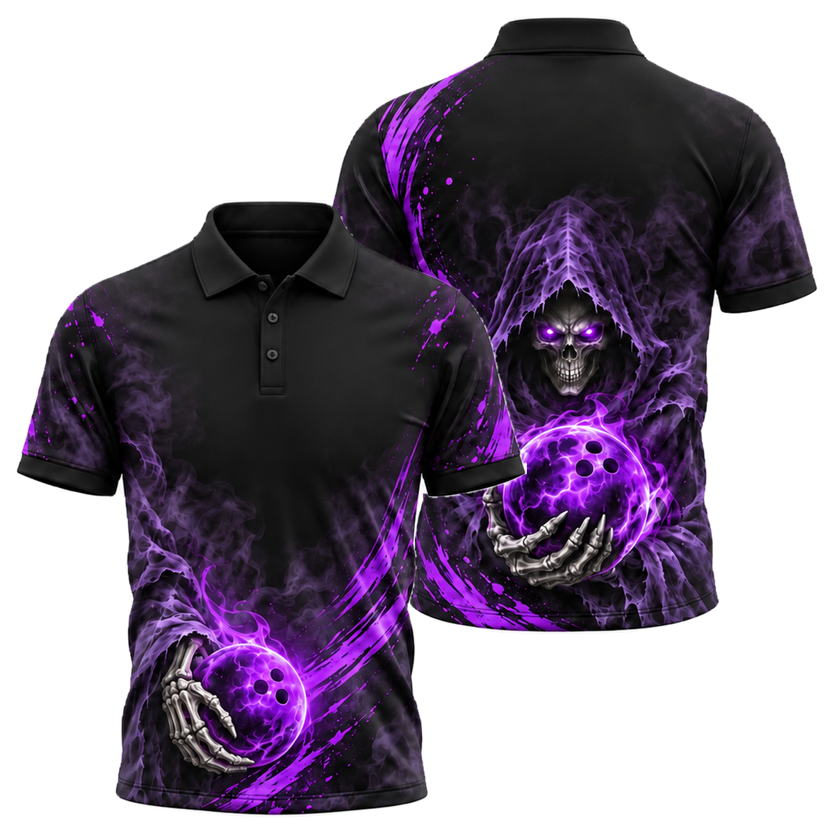 Reaper's Roll Unisex Polo in Purple & Black