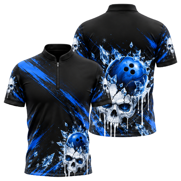 Ice Skull Strike Bowling Jersey in Royal & White