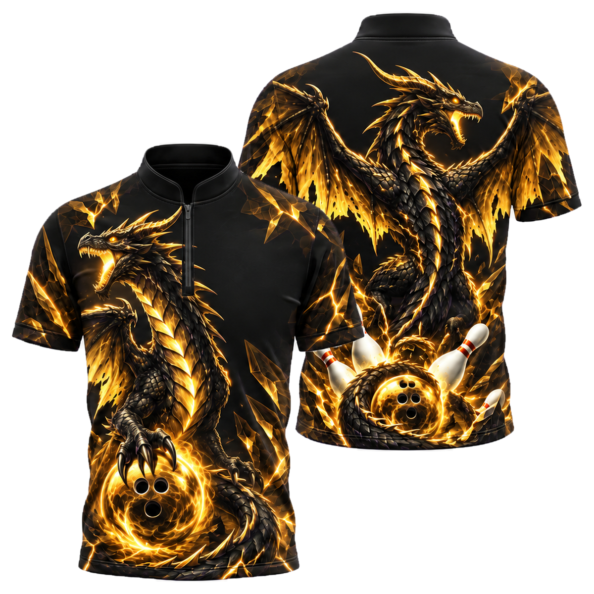 Violet Wyvern Guardian Bowling Jersey in Black & Gold