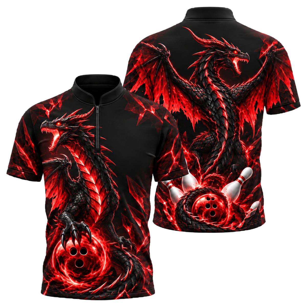 Violet Wyvern Guardian Bowling Jersey in Black & Red