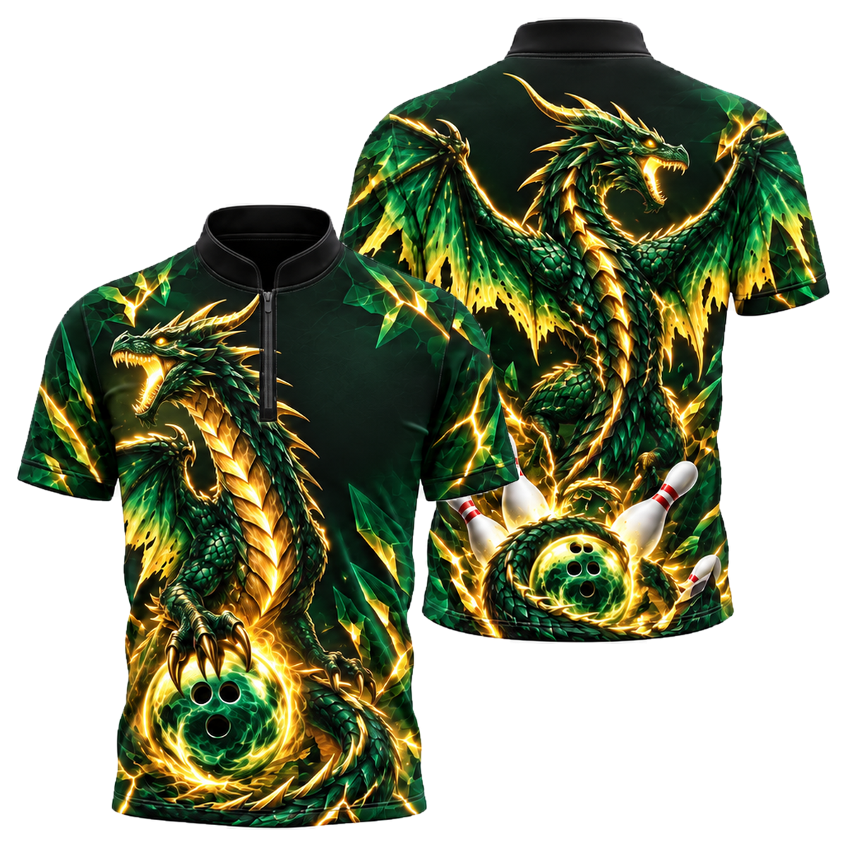 Violet Wyvern Guardian Bowling Jersey in Green & Gold