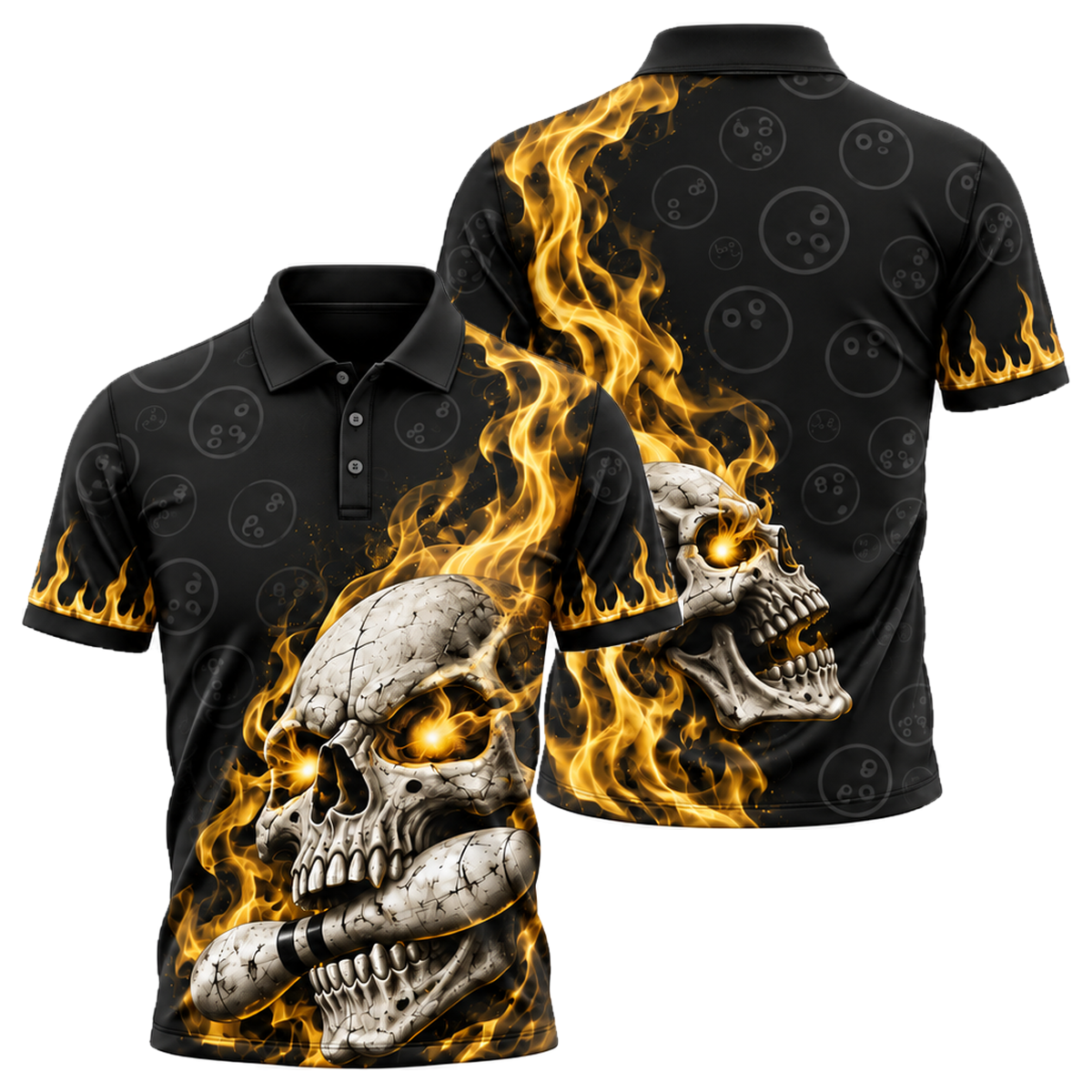 Toxic Skull Rack Unisex Polo in Black & Gold
