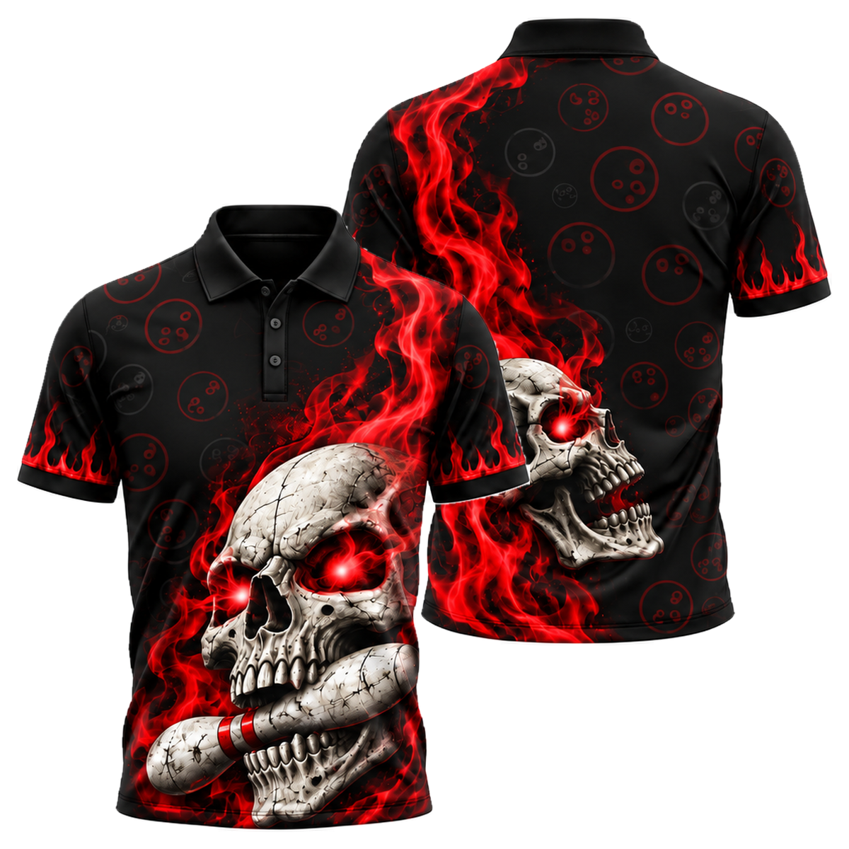 Toxic Skull Rack Unisex Polo in Black & Red