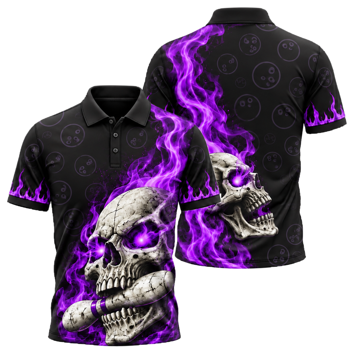Toxic Skull Rack Unisex Polo in Purple & Black