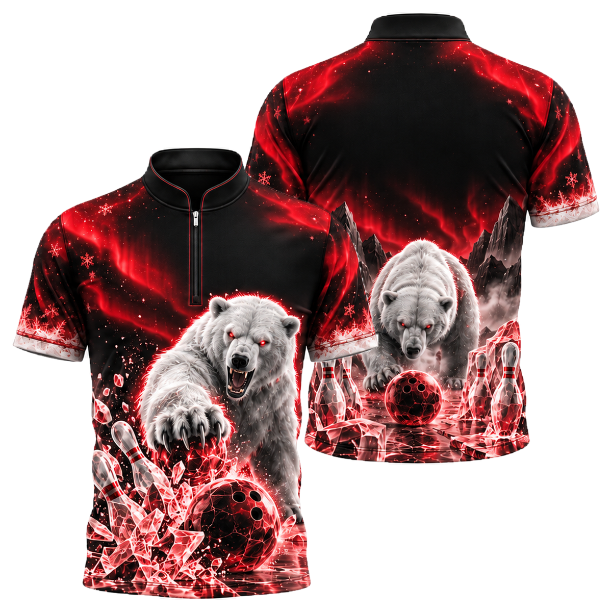 Arctic Brawler Strike Bowling Jersey in Black & Red