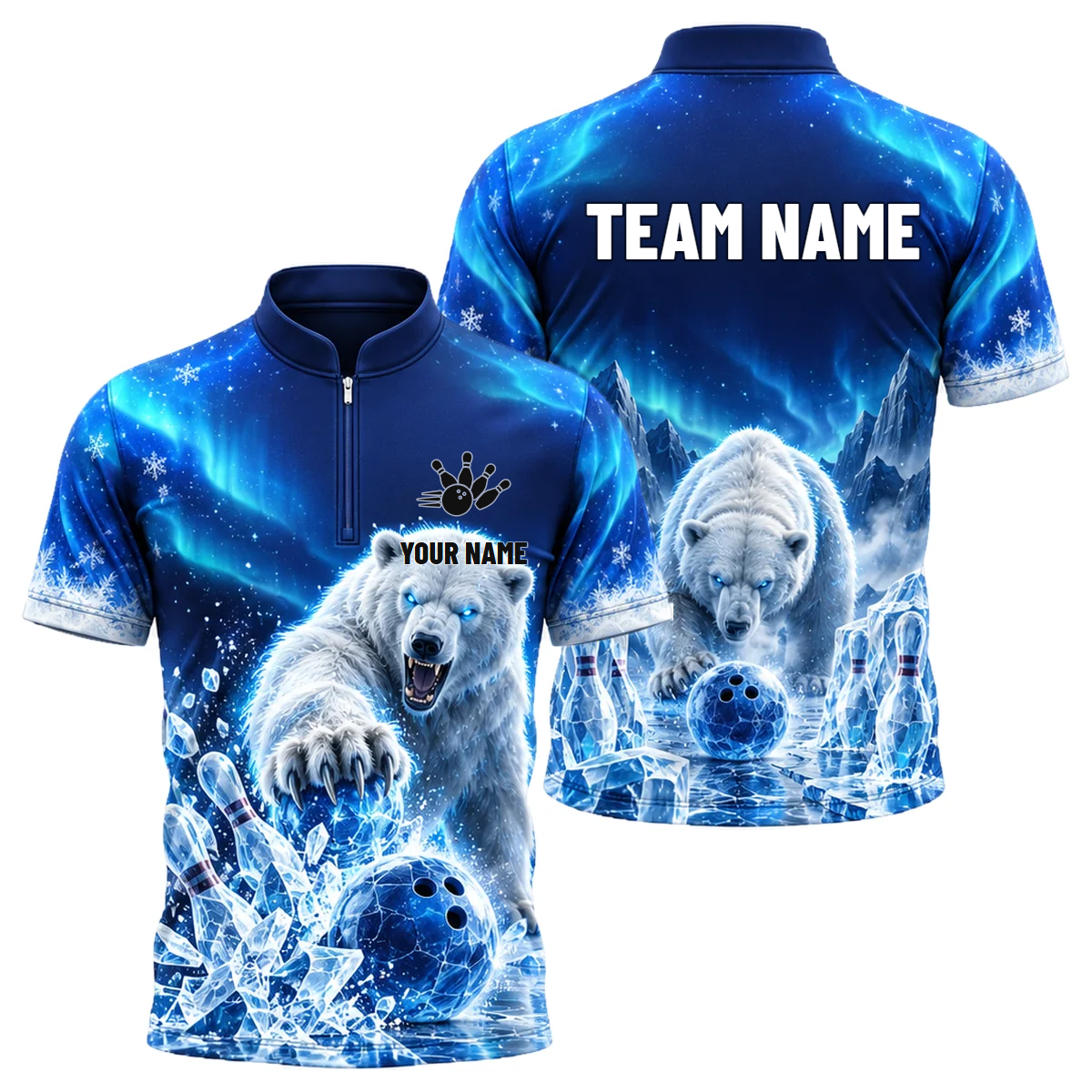 Arctic Brawler Strike custom bowling shirt personalized with name and team name