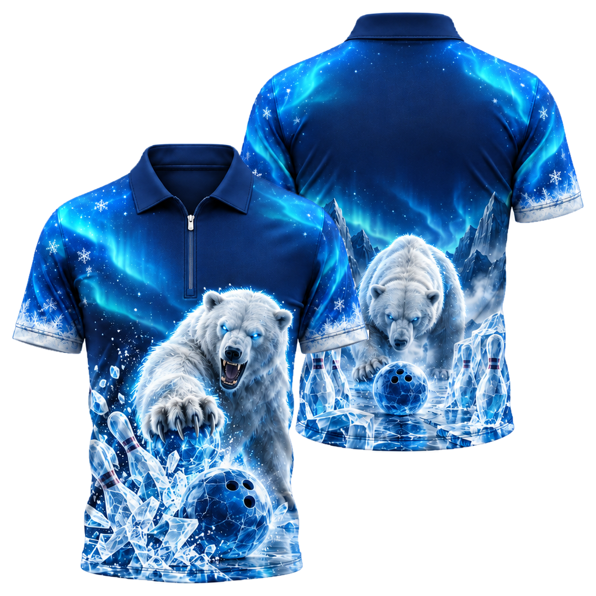 Arctic Brawler Strike Quarter-Zip Polo in Royal & White