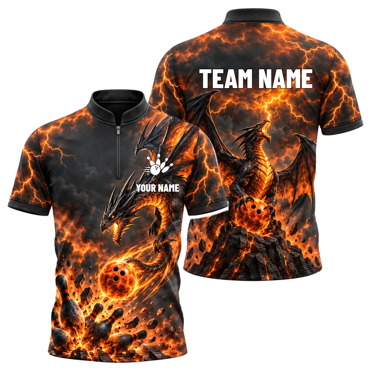 Storm Wyvern Strike custom bowling shirt personalized with name and team name