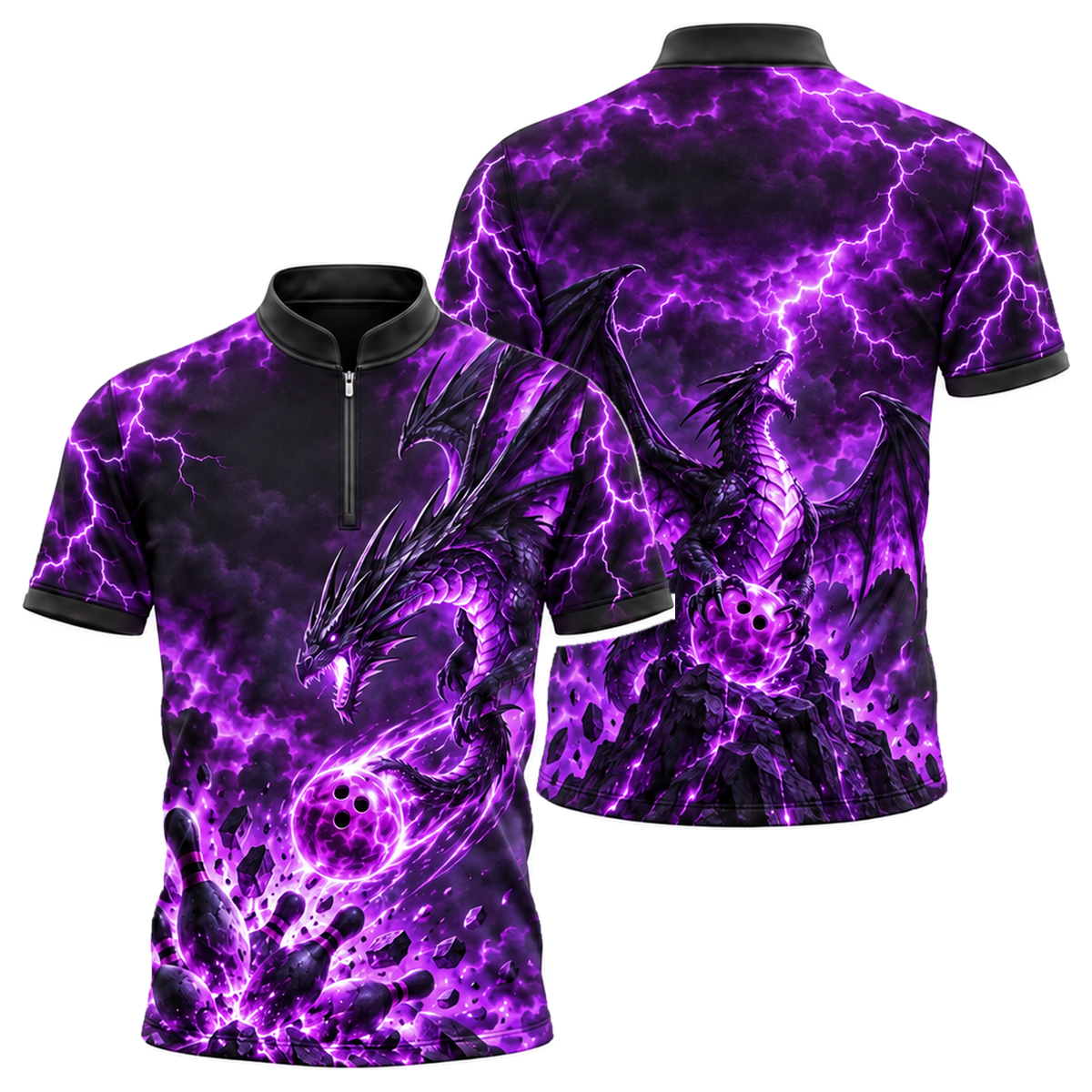 Storm Wyvern Strike Bowling Jersey in Purple & Black