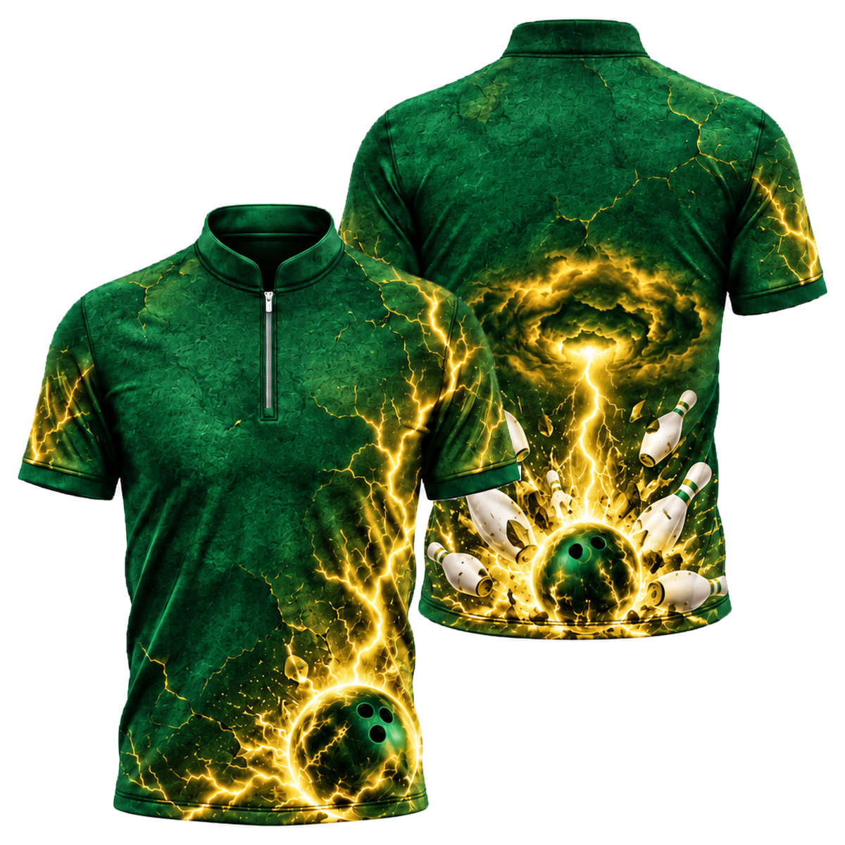 Voltage Veins Strike Bowling Jersey in Green & Gold