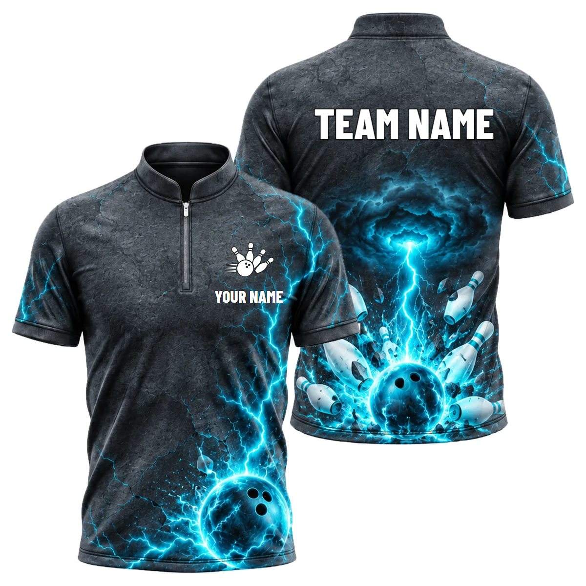 Voltage Veins Strike custom bowling shirt personalized with name and team name