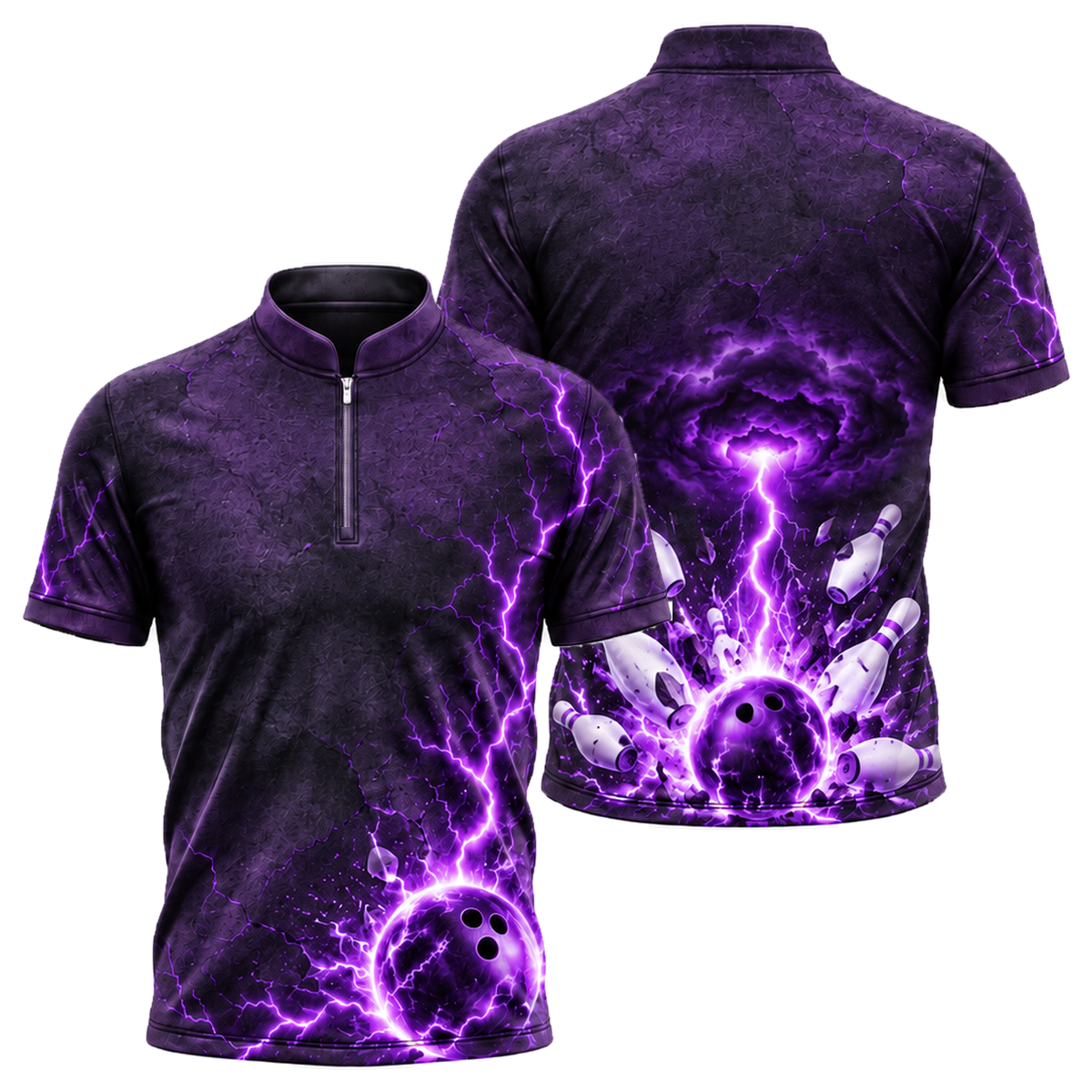 Voltage Veins Strike Bowling Jersey in Purple & Black