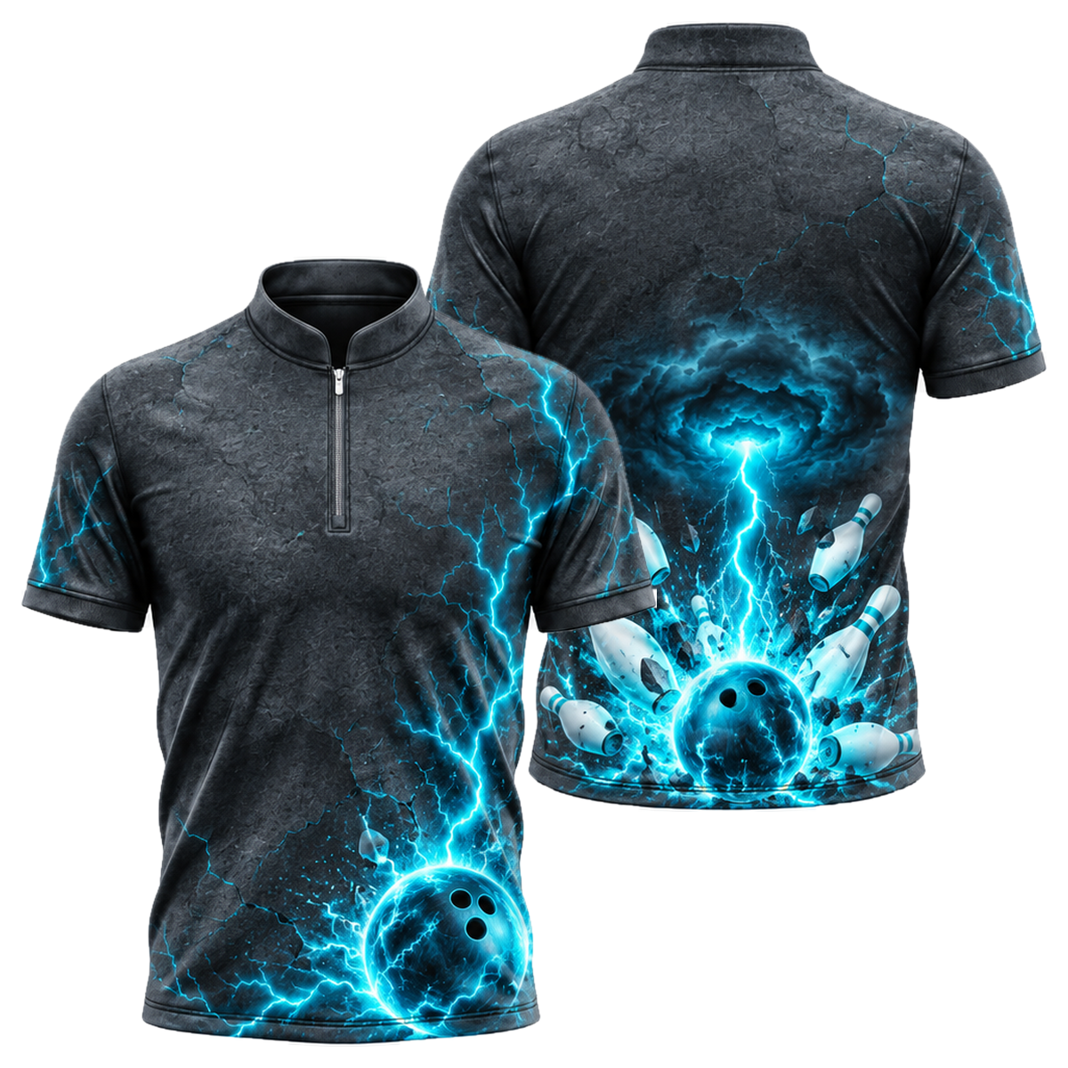 Voltage Veins Strike Bowling Jersey in Royal & White