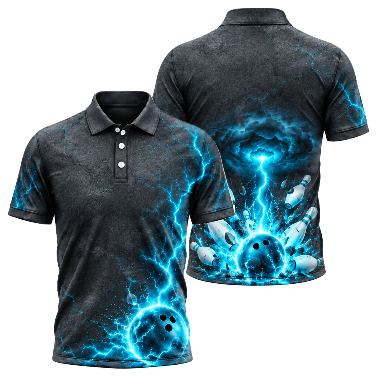 Voltage Veins Strike Unisex Polo in Royal & White