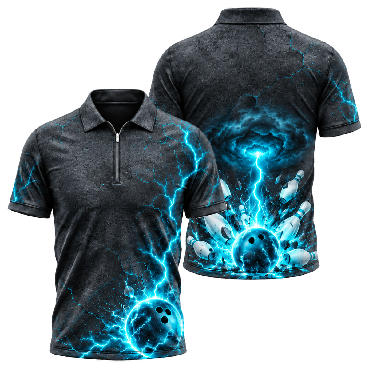 Voltage Veins Strike Quarter-Zip Polo in Royal & White