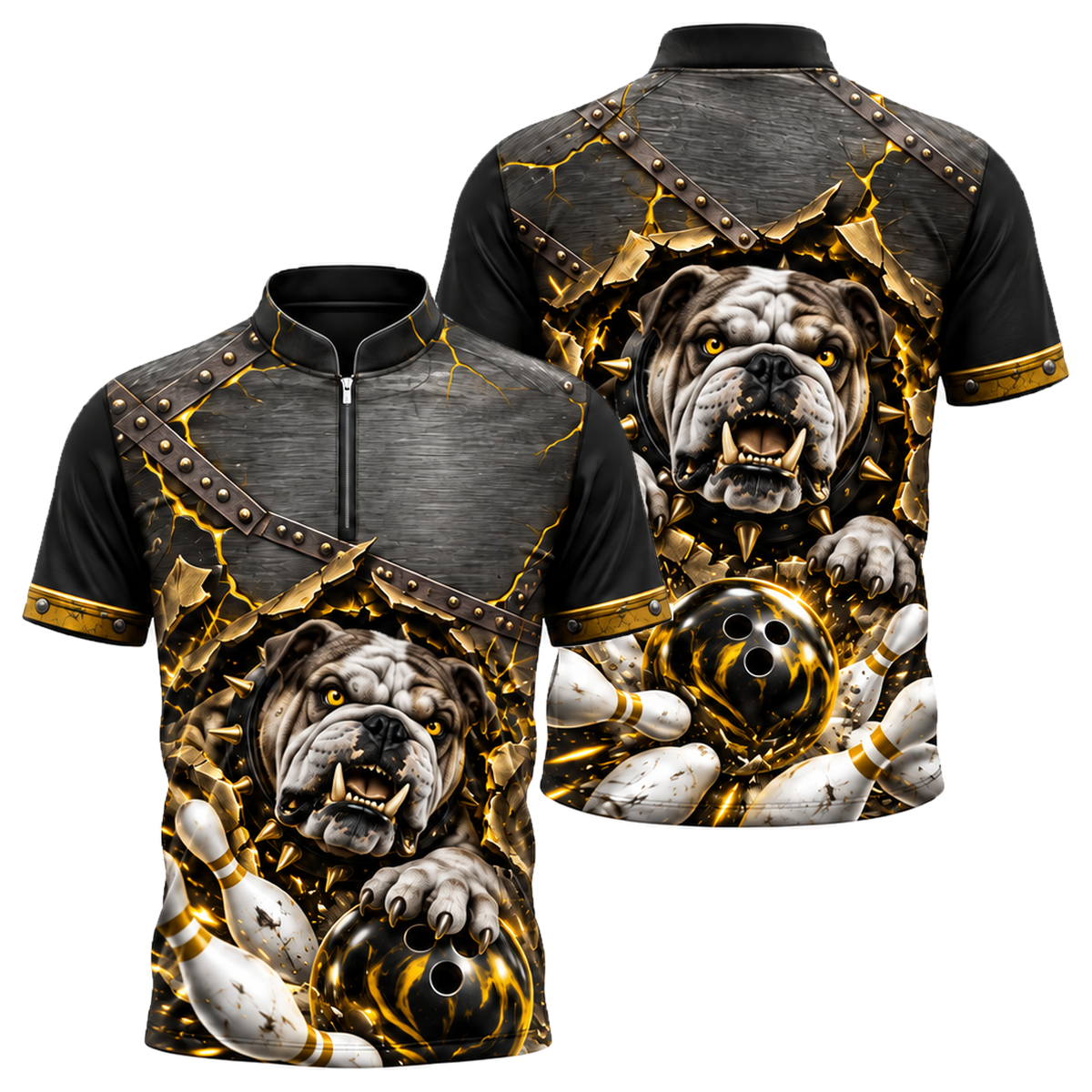 Iron Bulldog Breakout Bowling Jersey in Black & Gold