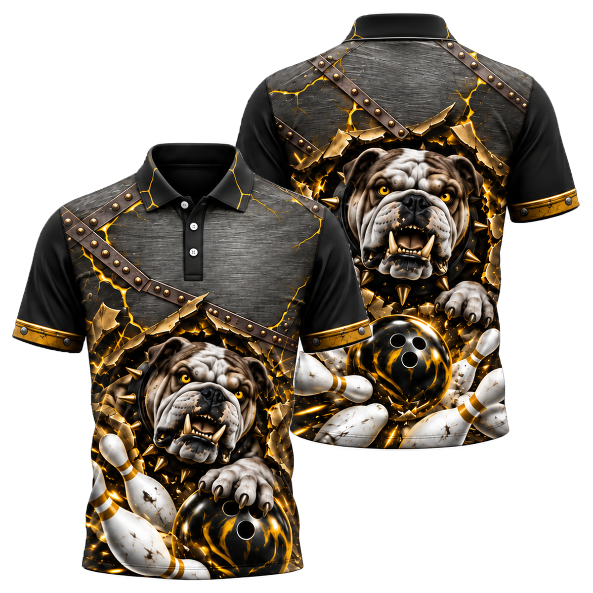 Iron Bulldog Breakout Unisex Polo in Black & Gold