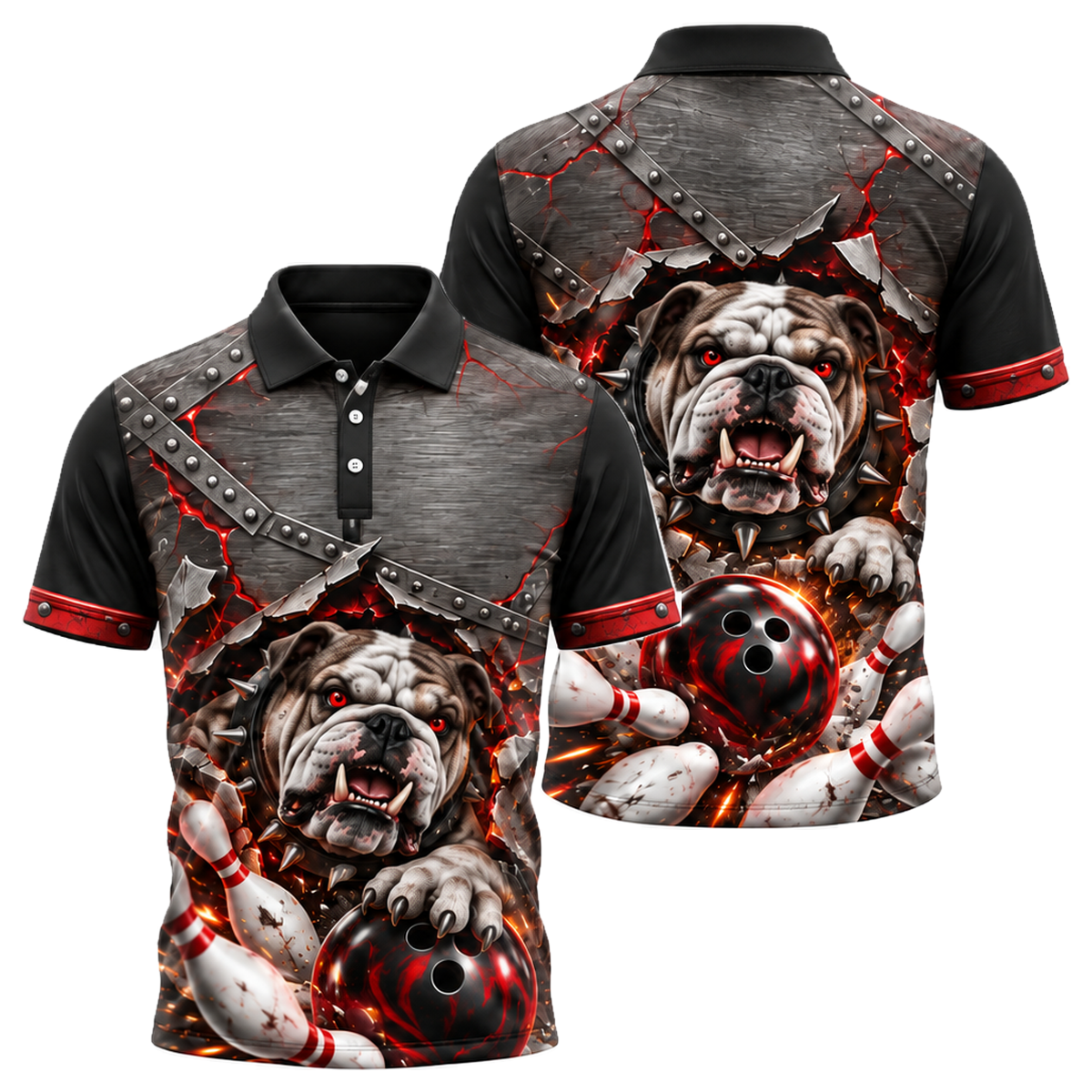 Iron Bulldog Breakout Unisex Polo in Black & Red
