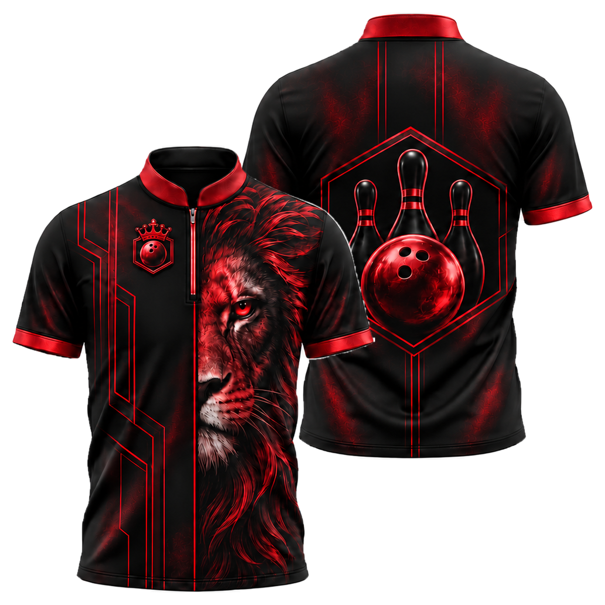 Copper Lion Pro Bowling Jersey in Black & Red