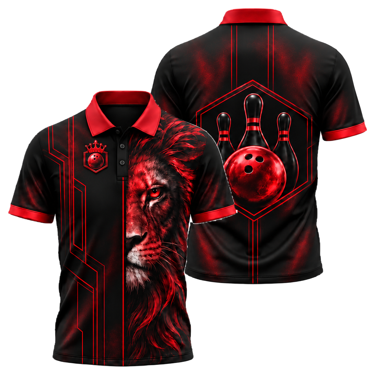 Copper Lion Pro Unisex Polo in Black & Red