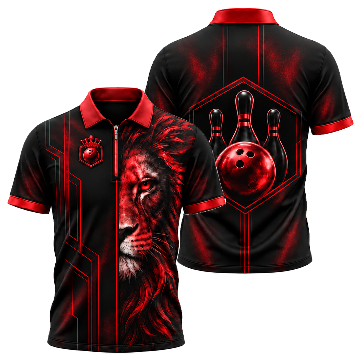 Copper Lion Pro Quarter-Zip Polo in Black & Red