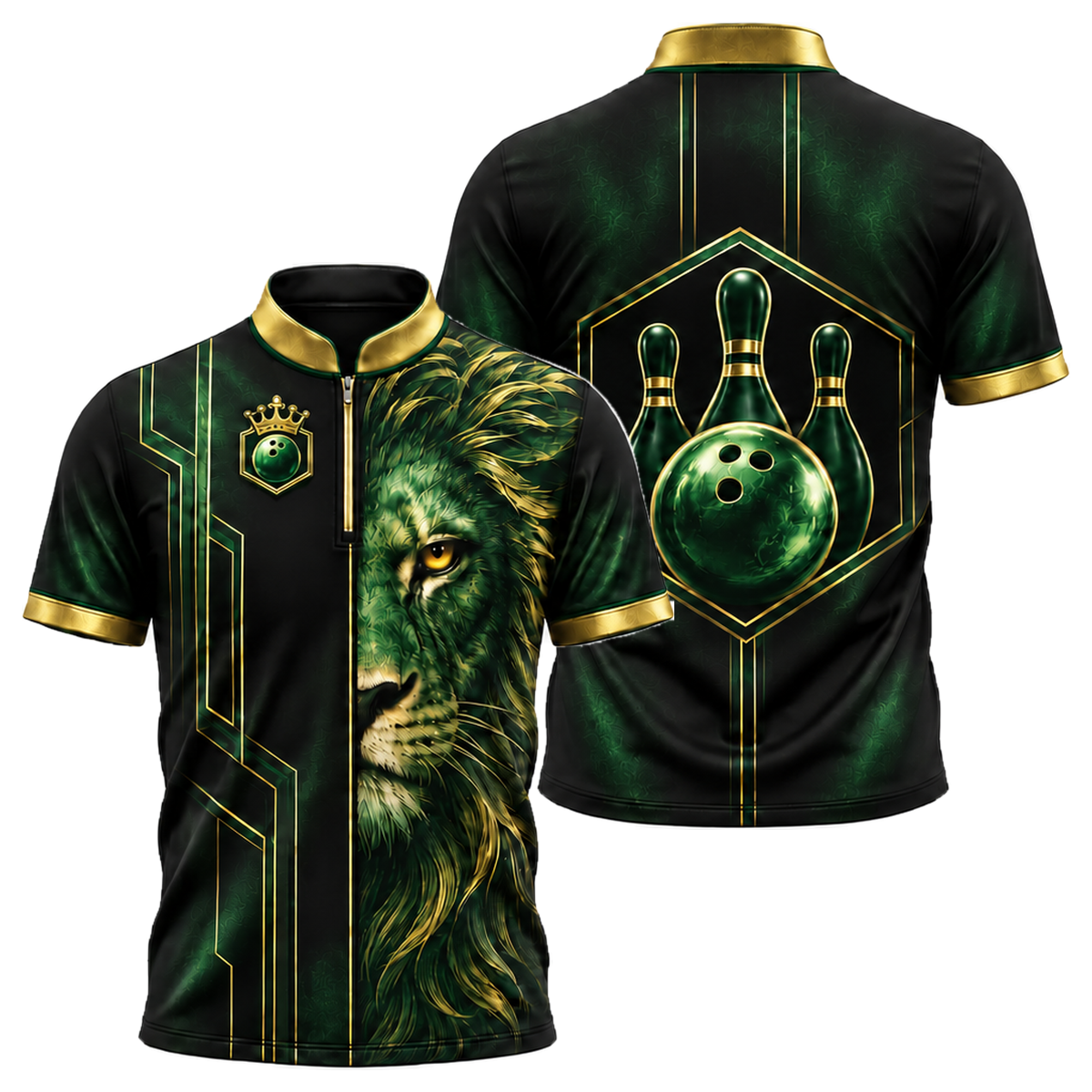 Copper Lion Pro Bowling Jersey in Green & Gold