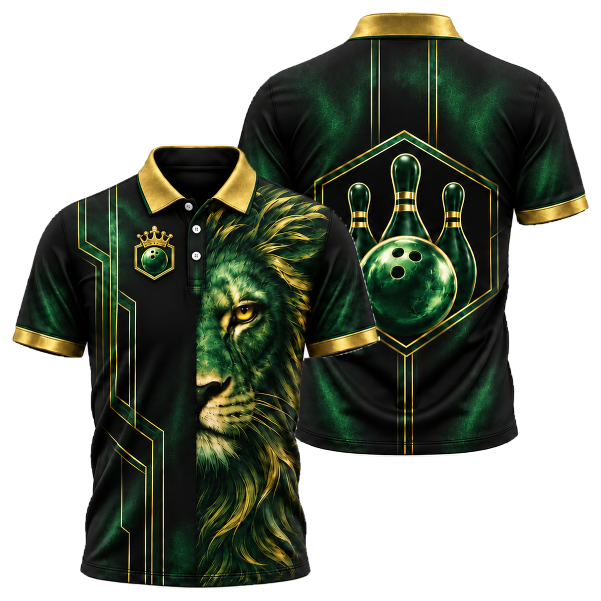 Copper Lion Pro Unisex Polo in Green & Gold