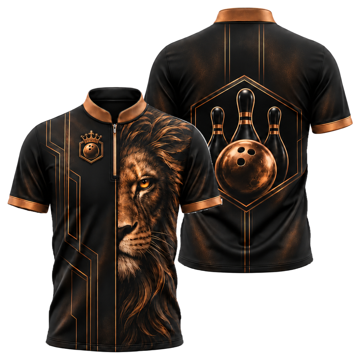 Copper Lion Pro Bowling Jersey in Orange & Black