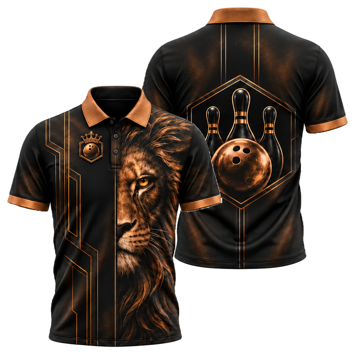 Copper Lion Pro Unisex Polo in Orange & Black